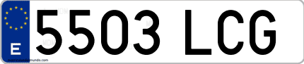 Ejemplo de matrícula de coche ordinaria 5503 LCG