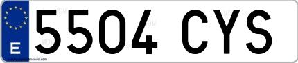 Ejemplo de matrícula española 5504 CYS