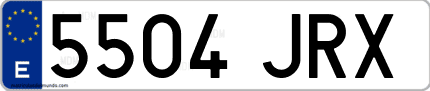Ejemplo de matrícula de coche ordinaria 5504 JRX