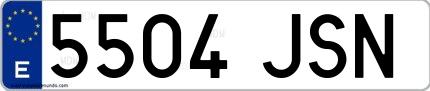 Ejemplo de matrícula española 5504 JSN