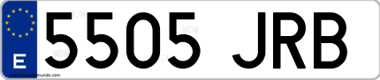 Ejemplo de matrícula de coche ordinaria 5505 JRB