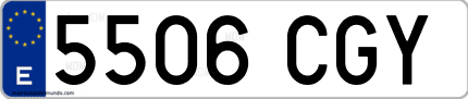 Ejemplo de matrícula de coche ordinaria 5506 CGY