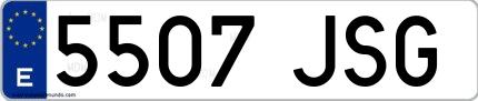 Ejemplo de matrícula española 5507 JSG
