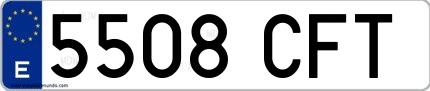 Ejemplo de matrícula española 5508 CFT