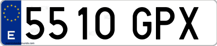 Ejemplo de matrícula de coche ordinaria 5510 GPX