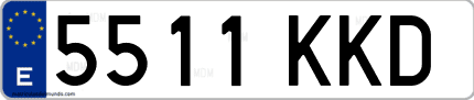 Ejemplo de matrícula de coche ordinaria 5511 KKD