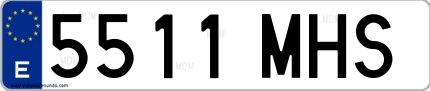 Ejemplo de matrícula española 5511 MHS