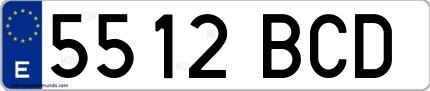 Ejemplo de matrícula española 5512 BCD