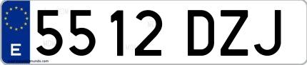 Ejemplo de matrícula española 5512 DZJ