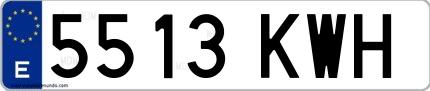 Ejemplo de matrícula española 5513 KWH