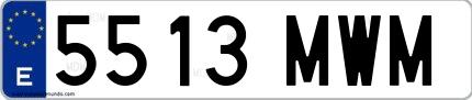 Ejemplo de matrícula española 5513 MWM