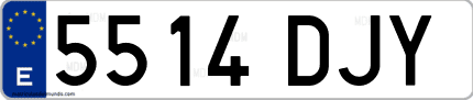 Ejemplo de matrícula de coche ordinaria 5514 DJY