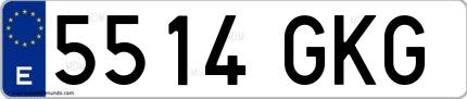 Ejemplo de matrícula española 5514 GKG