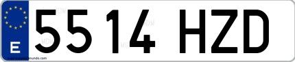 Ejemplo de matrícula española 5514 HZD