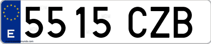 Ejemplo de matrícula de coche ordinaria 5515 CZB