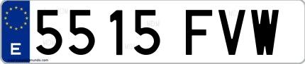 Ejemplo de matrícula española 5515 FVW