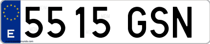 Ejemplo de matrícula de coche ordinaria 5515 GSN