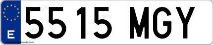 Ejemplo de matrícula de coche ordinaria 5515 MGY