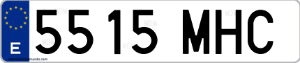 Ejemplo de matrícula de coche ordinaria 5515 MHC