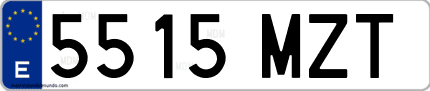 Ejemplo de matrícula de coche ordinaria 5515 MZT