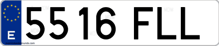 Ejemplo de matrícula de coche ordinaria 5516 FLL