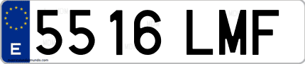 Ejemplo de matrícula de coche ordinaria 5516 LMF