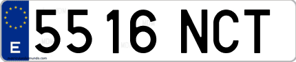 Ejemplo de matrícula de coche ordinaria 5516 NCT