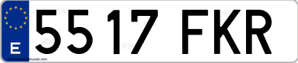 Ejemplo de matrícula de coche ordinaria 5517 FKR