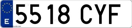 Ejemplo de matrícula española 5518 CYF