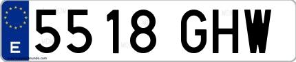 Ejemplo de matrícula española 5518 GHW