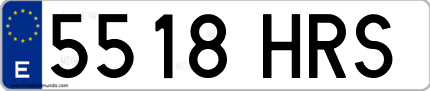 Ejemplo de matrícula de coche ordinaria 5518 HRS