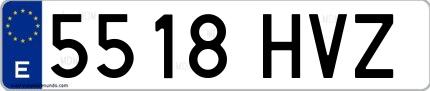 Ejemplo de matrícula española 5518 HVZ