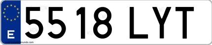 Ejemplo de matrícula española 5518 LYT