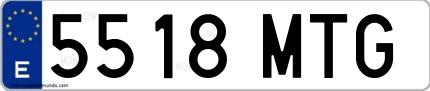Ejemplo de matrícula española 5518 MTG