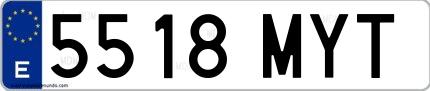 Ejemplo de matrícula española 5518 MYT