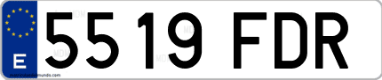 Ejemplo de matrícula de coche ordinaria 5519 FDR