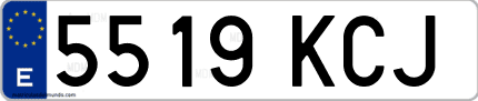 Ejemplo de matrícula de coche ordinaria 5519 KCJ