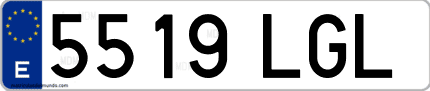 Ejemplo de matrícula de coche ordinaria 5519 LGL