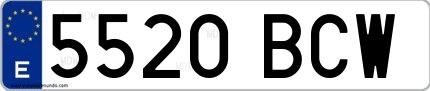 Ejemplo de matrícula española 5520 BCW