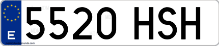 Ejemplo de matrícula de coche ordinaria 5520 HSH