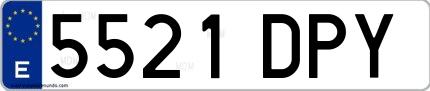 Ejemplo de matrícula española 5521 DPY