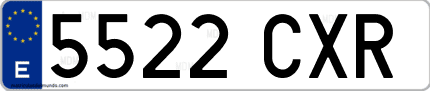 Ejemplo de matrícula de coche ordinaria 5522 CXR
