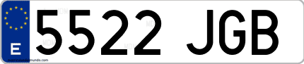 Ejemplo de matrícula de coche ordinaria 5522 JGB
