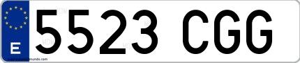 Ejemplo de matrícula española 5523 CGG