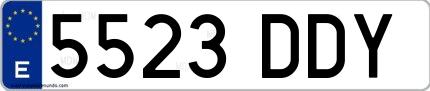 Ejemplo de matrícula española 5523 DDY