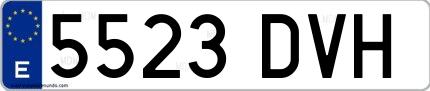 Ejemplo de matrícula española 5523 DVH