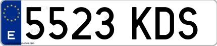 Ejemplo de matrícula española 5523 KDS