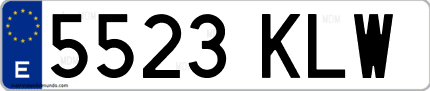 Ejemplo de matrícula de coche ordinaria 5523 KLW
