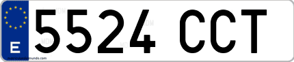 Ejemplo de matrícula de coche ordinaria 5524 CCT