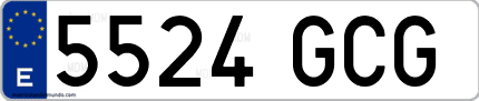 Ejemplo de matrícula de coche ordinaria 5524 GCG